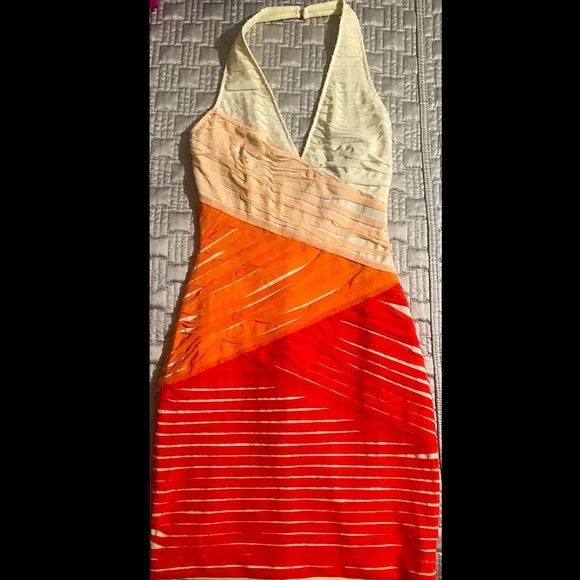 Peach, Orange & Red Halter Dress - Picture 3 of 11